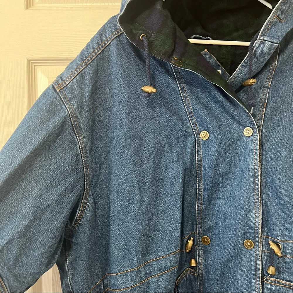Current Seen Vintage Oversized Flannel Lined Denim Hooded Jacket Size 3X